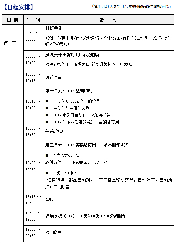 2018年12月份LCIA低成本自動化課程招生啦！